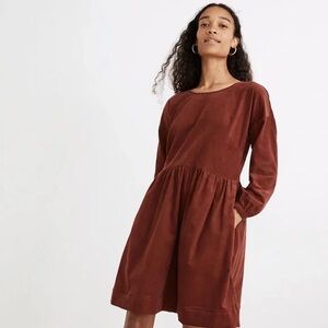 Madewell Corduroy Puff Sleeve Mini Dress